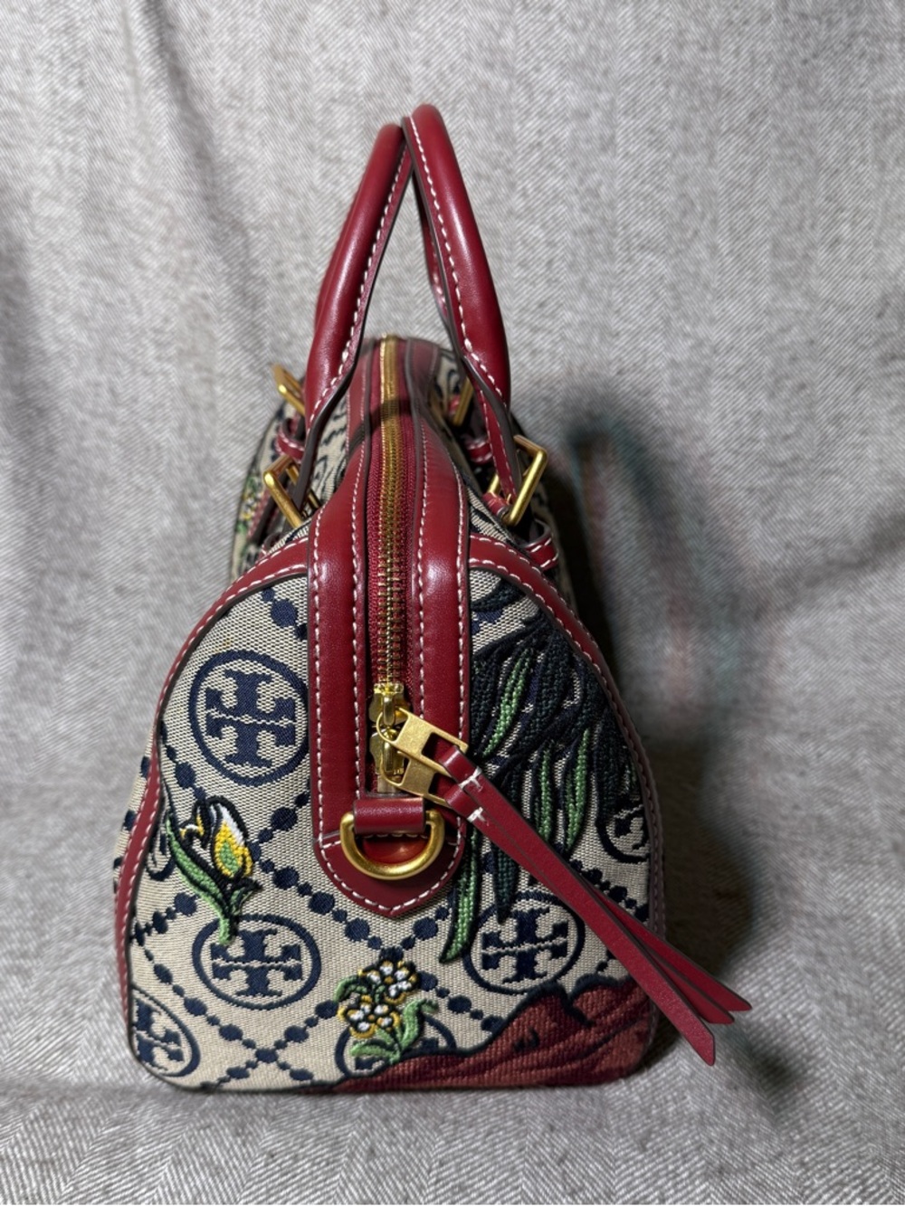 Tory Burch T Monogram Jacquard Embroidered Duffle in Tory Navy - Picture 5 of 15